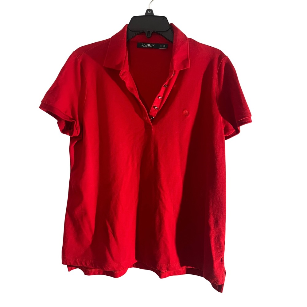Lauren Ralph Lauren Red Short Sleeve Snap Placket Polo Shirt XL